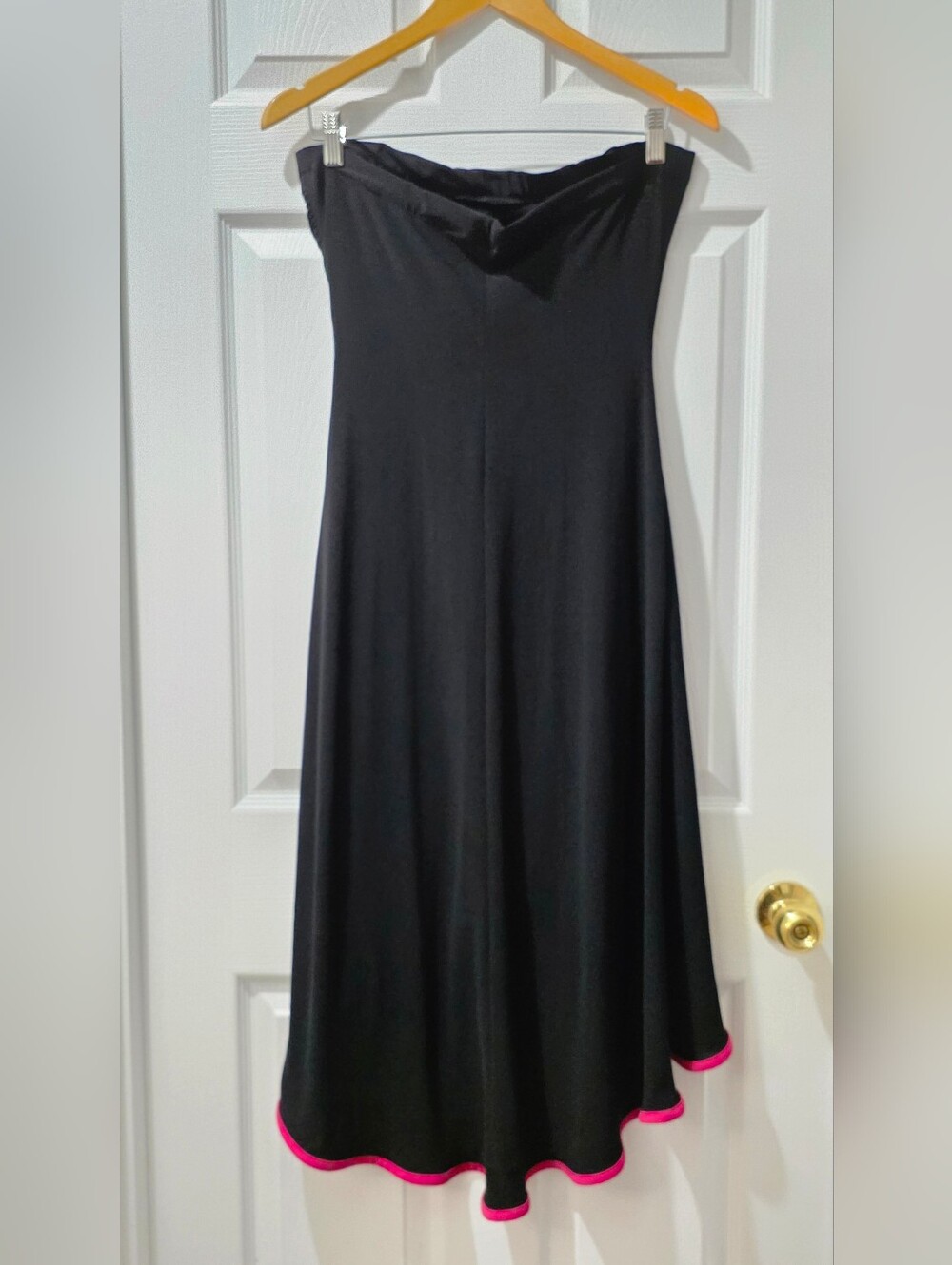 Vintage Y2K Jessica Strapless High-Low Midi Dress with Hot Pink Piping Trim✨ - Picture 4 of 6